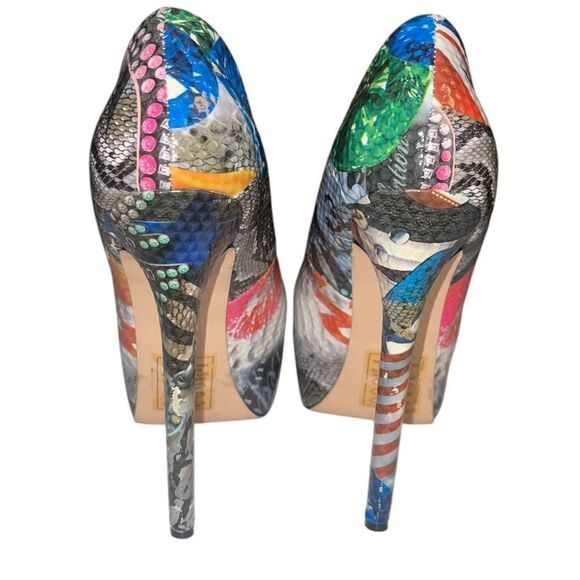 Shoe dazzle,Pop 7 Art Magazine Stiletto Dance High Heel Shoes -Snakeskin-Gray - Picture 3 of 4